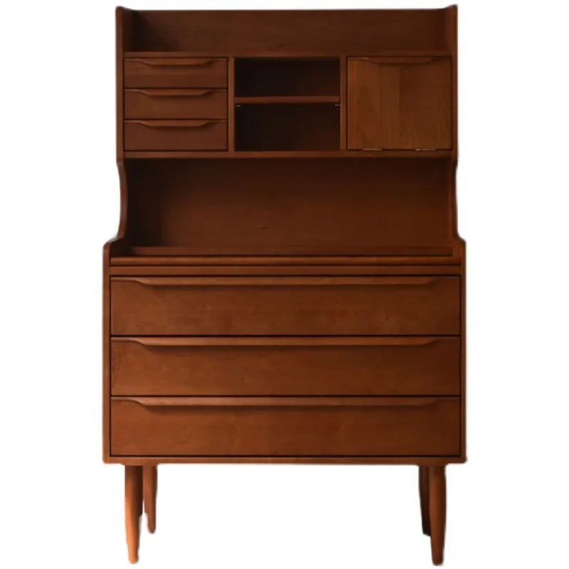 Cherry wood No. 3 color real shot cherry wood secretary cabinet, dresser with mirror storage cabinet