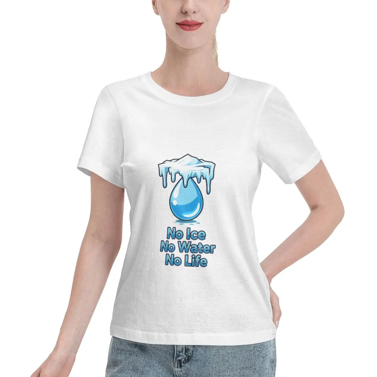 Summer Staple No Ice No Water No Life Climate Art Women's T-shirt Casual Fashion Ladies Shirt