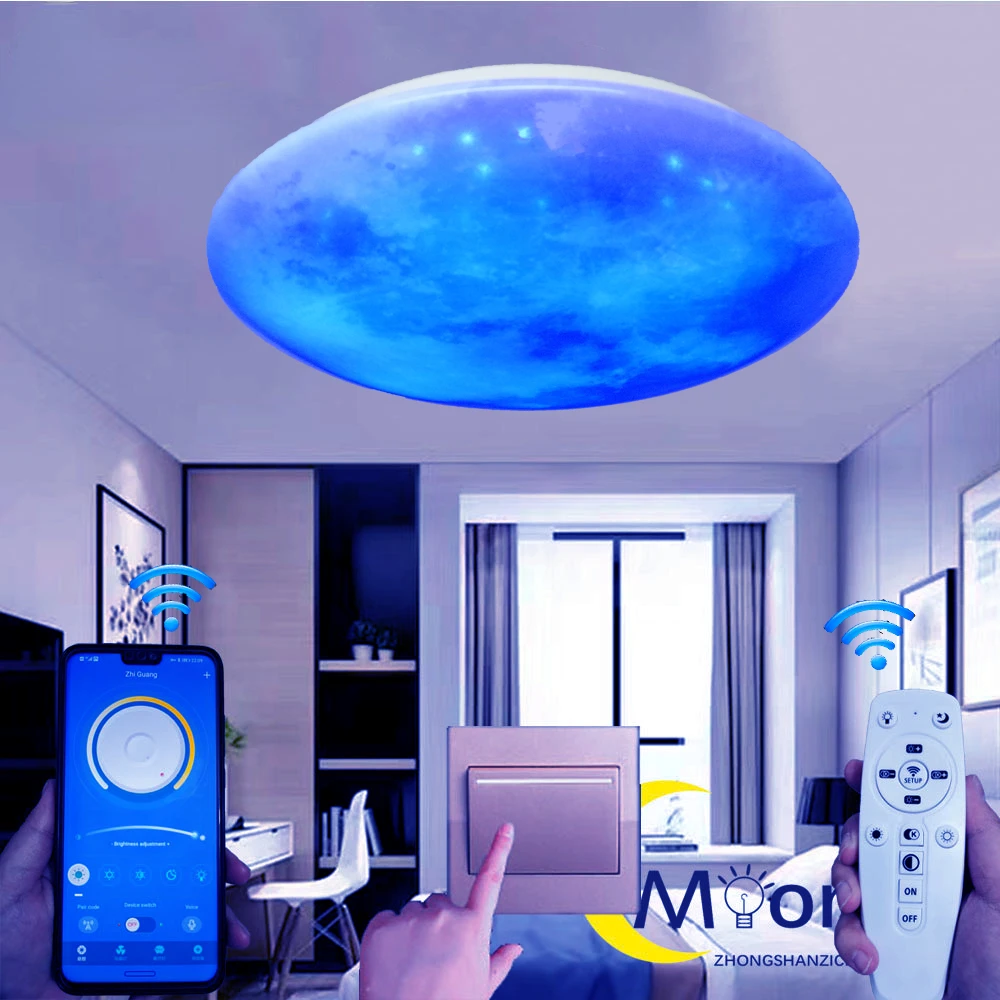 Moonfall Lampara Ceiling Lights Led Bedroom Lamp Sufitowe Smart Fixtur Techo Luces Para Habitacion for Room Luminaire Plafonnier