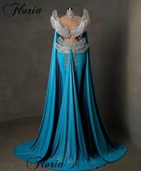 High Fashion Blue Celebrity Dresses Luxury Special Red Carpet Runway Dresses Mermaid Vestidos De Noche Angel Evening Gowns