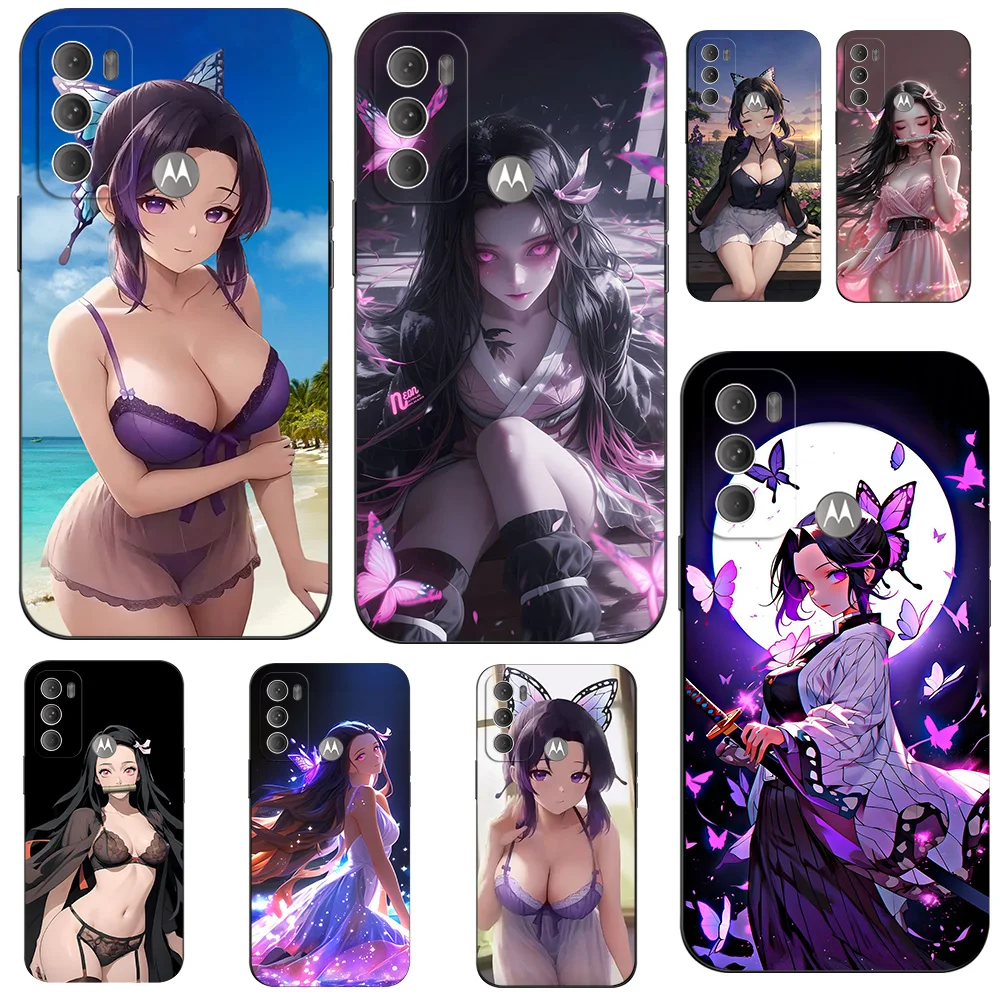 Per Motorola Moto G40 Fusion G50 5G G60 4G G60S custodia Cover posteriore del telefono custodia in Silicone Tpu nero Demon Slayer Nezuko Bikini Sexy