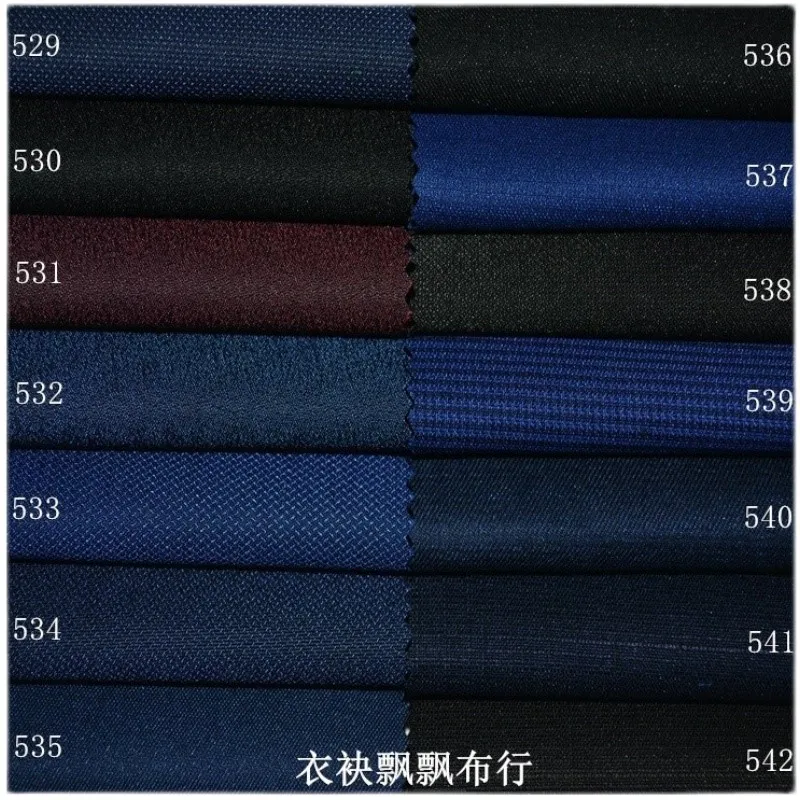 The fabric for fashion suit is purple-red sapphire blue cyan and black with a non-ironing bright silk