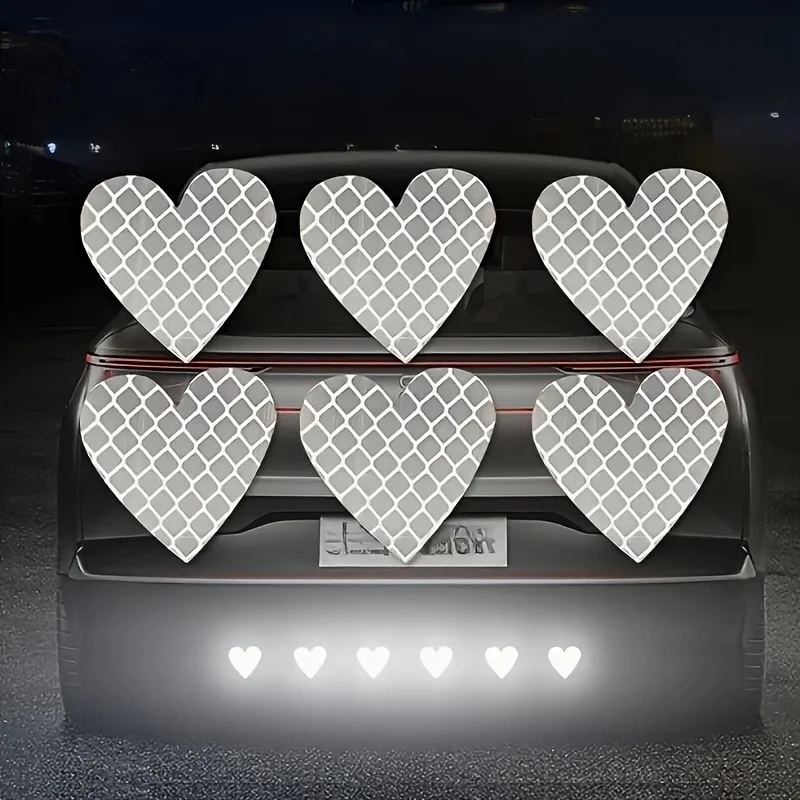 6 Universal Love Strip Reflective Stickers for Cars, Motorcycles, and Electric Vehicles Night Glare Warning