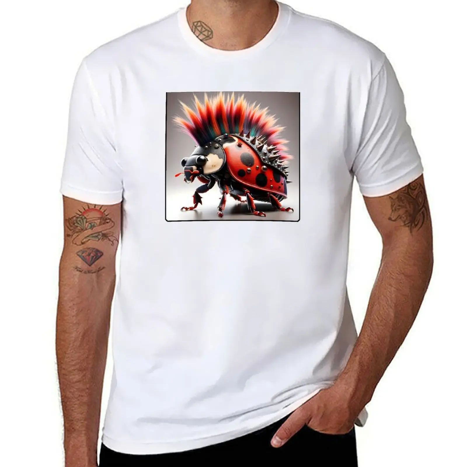 

Punk Ladybug Portrait T-Shirt anime tshirt cotton t shirts man 100% T-Shirt