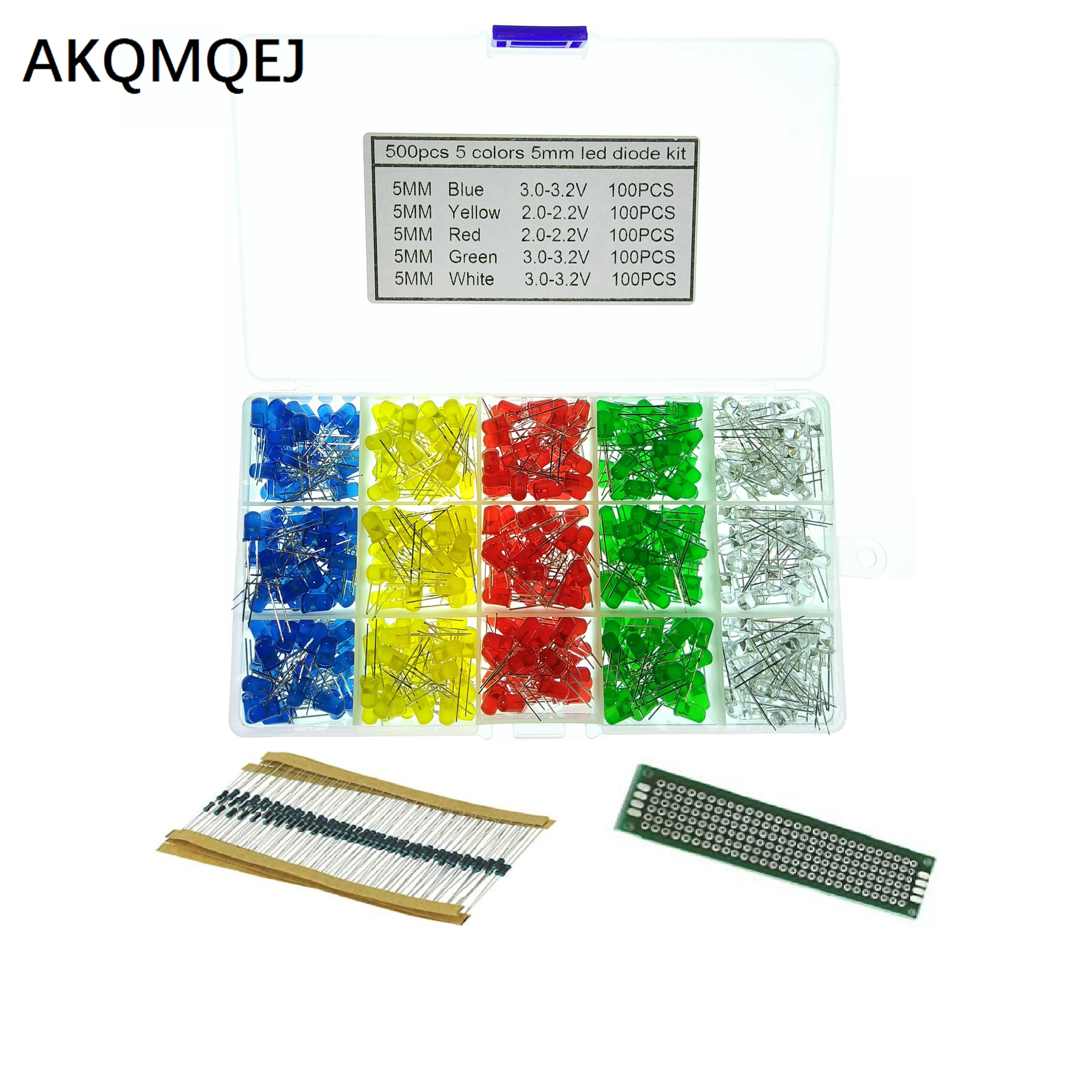 

500pcs 5mm LED Diode Light Assorted Kit DIY LED set White Yellow Red Green Blue Electronic DIY Kit