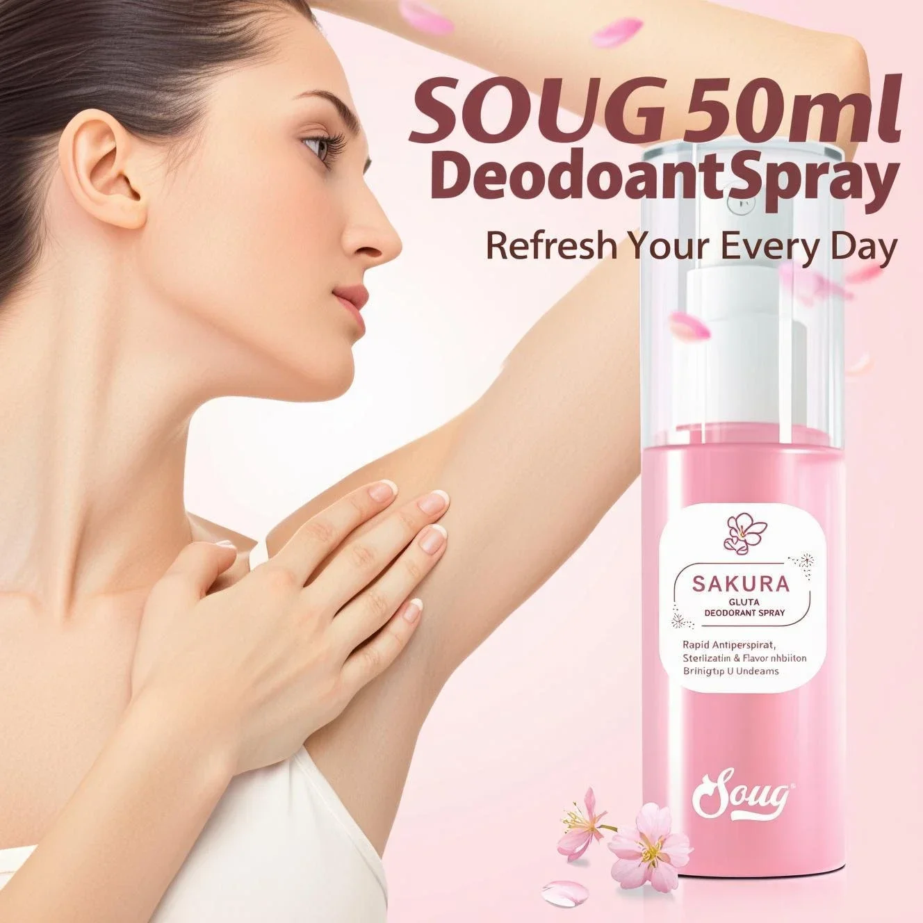 

Deodorant Spray 50ml - Rapid Antiperspirant for Underarms, Sterilization & Odor Control, Brightens Skin with Niacinamide