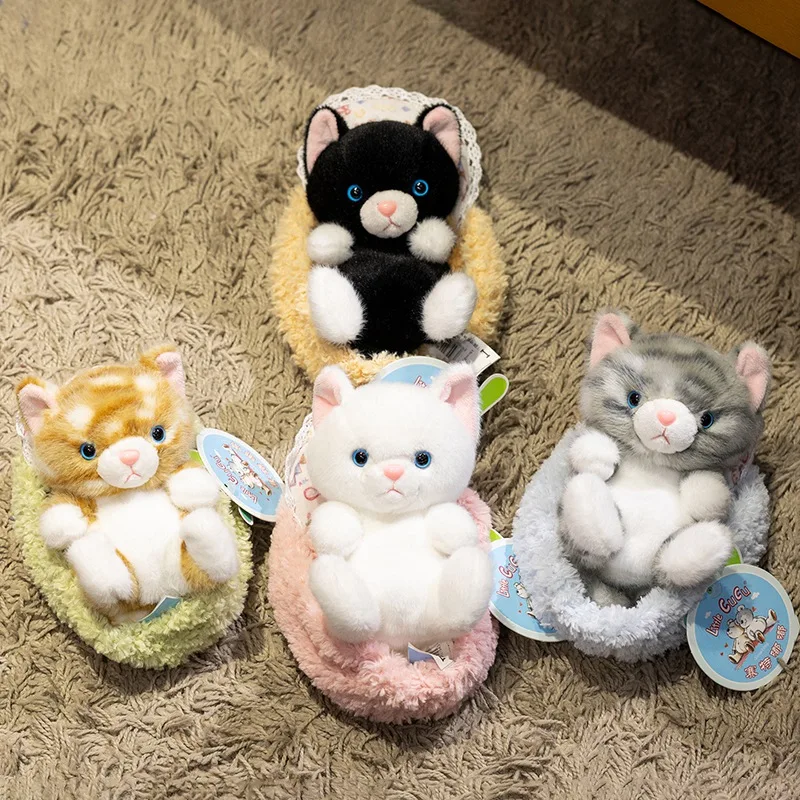 

Simulation Baby Kitten Plush Toys Cute Stuffed Animals Pet Cat Doll in The Basket Soft Toys for Kids Girls Toys Nice Gifts Decor