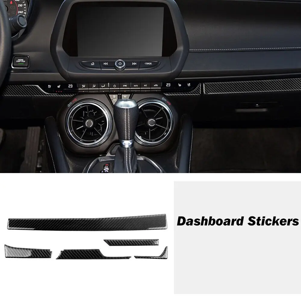 

5pcs Carbon Fiber Car Interior Dashboard Panel Cover Trim Decal Sticker for Chevrolet Camaro 2016-2020