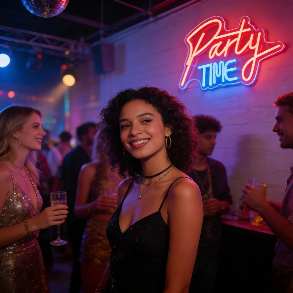 Party Time Neon Sign LED Light for Bar Club Decor USB Rechargeable Wall Art Sign Celebration New Year Festival Nightclub Gift