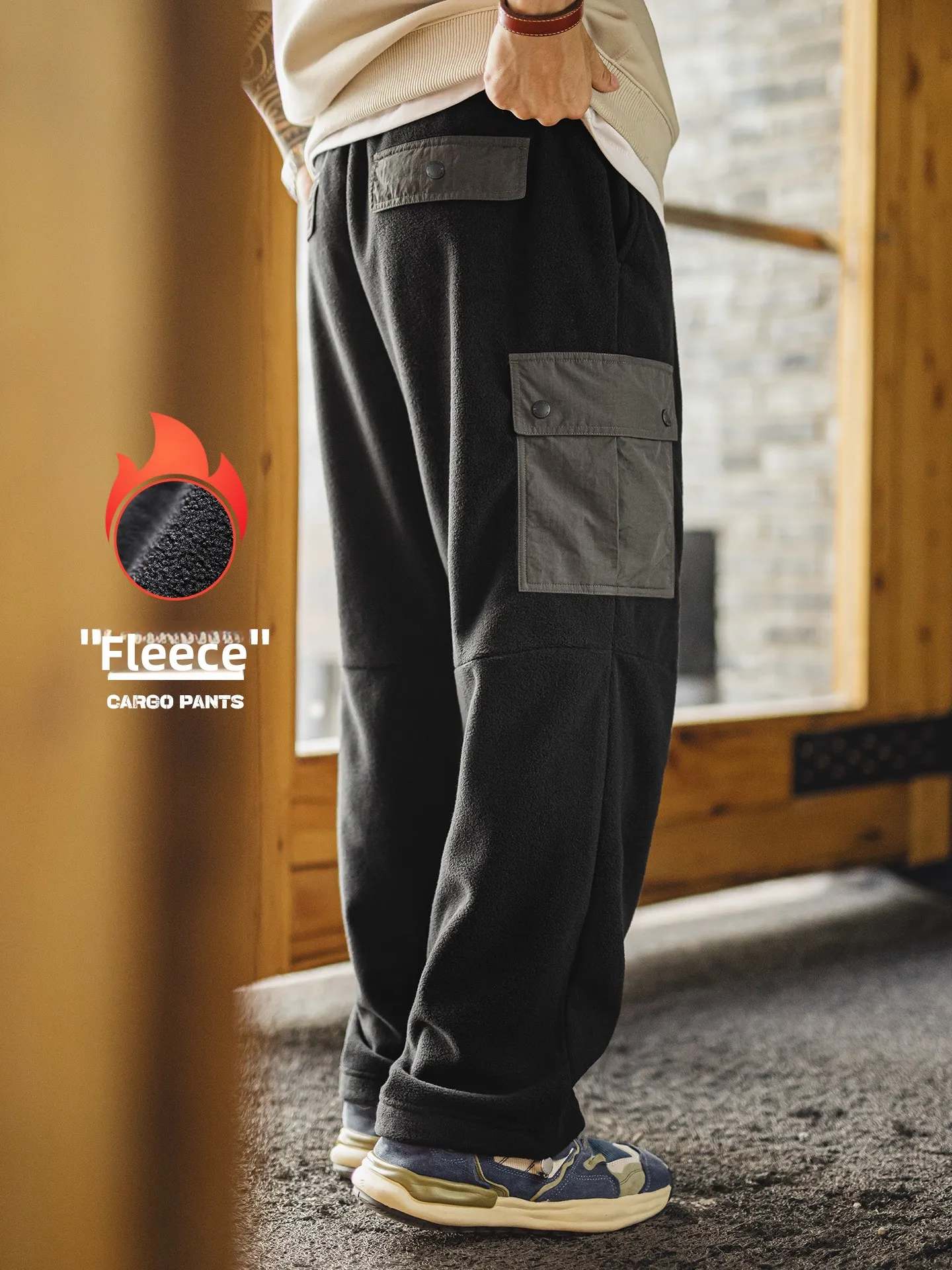 

Мужские зимние утепленные повседневные брюки Maden Double-Sided Fce в американском ретро-стиле