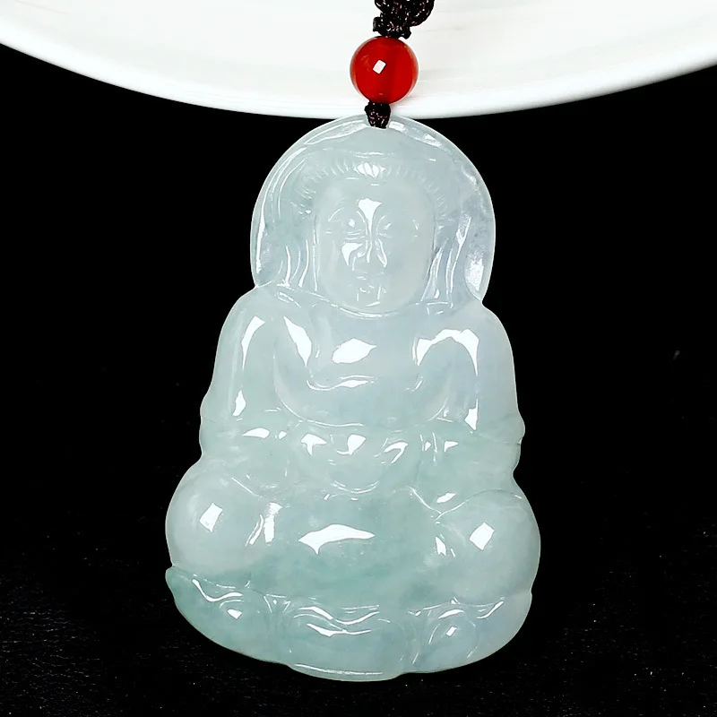 Natural Myanmar Mine Timber Jade Goddess of Mercy Pendant