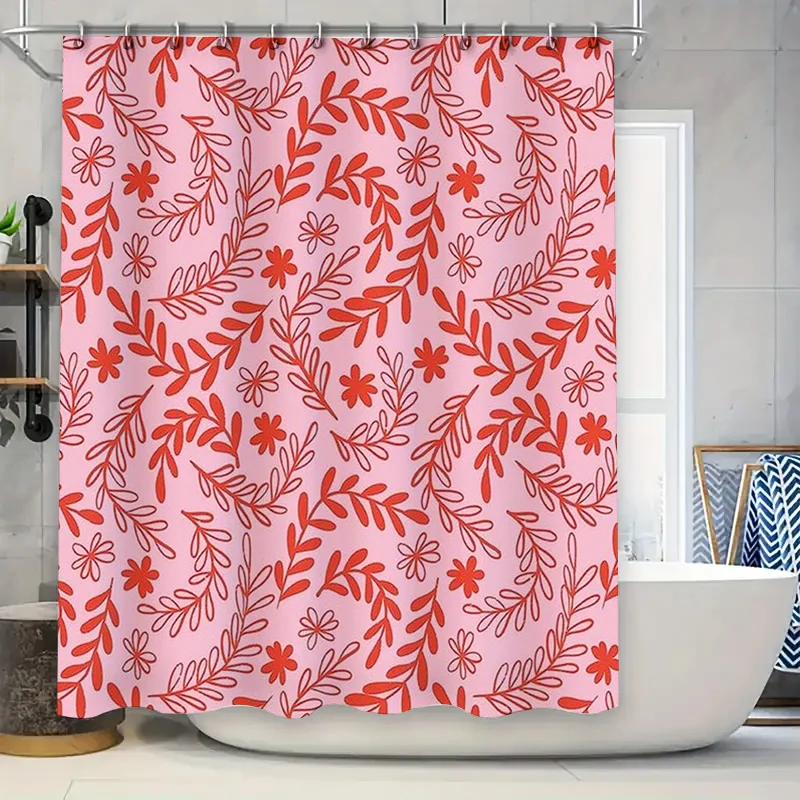 

Pink Red Floral Shower Curtain Waterproof Bathroom Decor Customizable Size Options for Your Home Interior Design SALE!