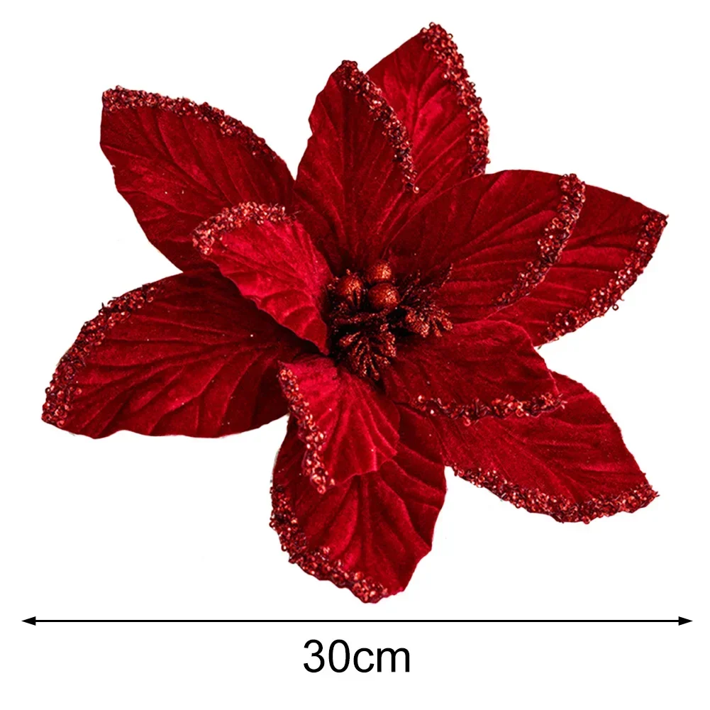 Artificial Christmas Flower Glitter Christmas Poinsettia Christmas Holiday Decorations Beautiful Baubles Design