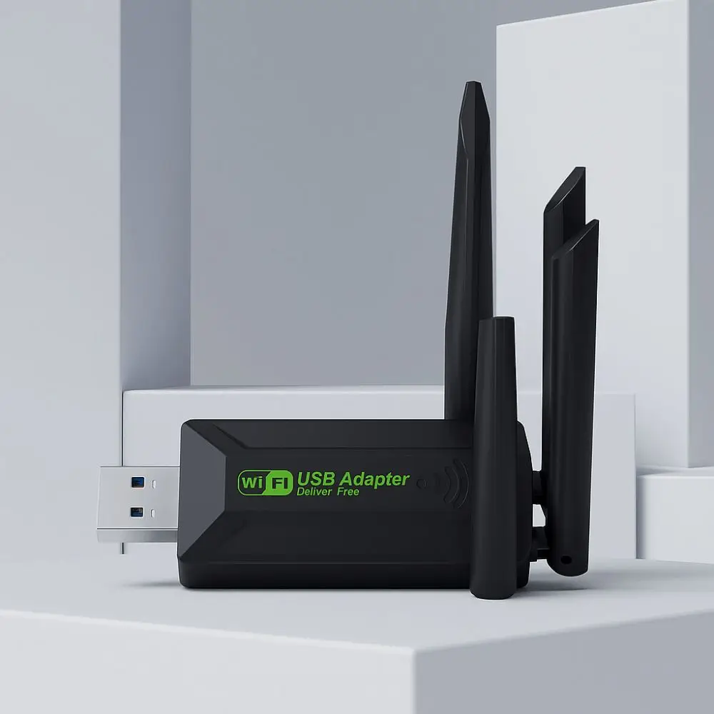 4 هوائي ثنائي النطاق واي فاي USB محول واجهة USB 2.4G/5Ghz 1200Mbps واي فاي دونغل استقبال بطاقة الشبكة اللاسلكية قوية