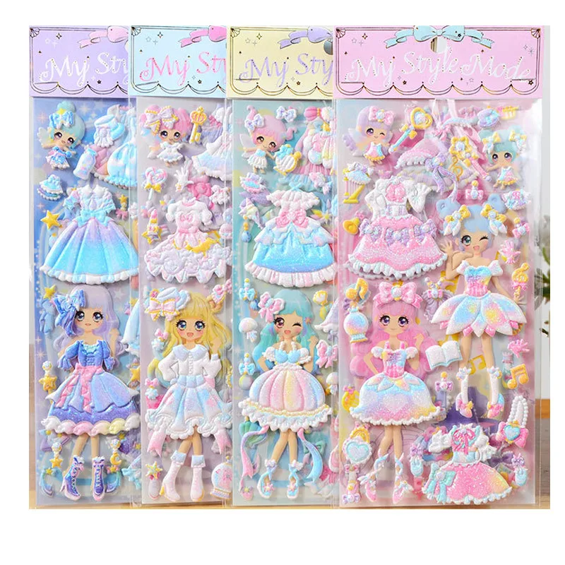 

1pcs Stickers Lovely Anime Girls 3D kawaii Sticker DIY Scrapbooking Dress up Stickers Kids Toys Pegatinas Children's Gift
