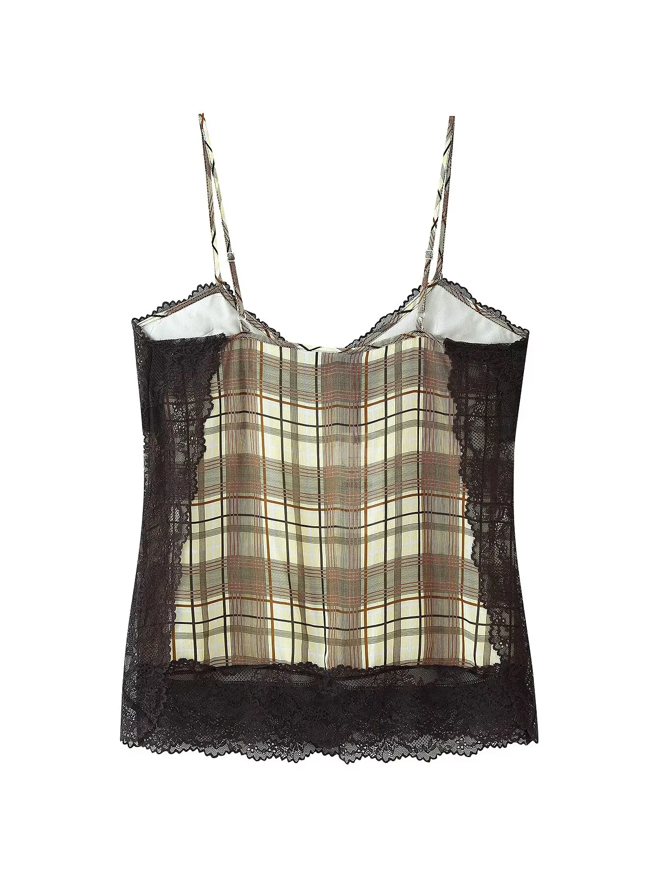 HH Sexy Damen Spitzen-Cami-Top V-Ausschnitt Kariert Klassischer Stil Ärmellos Rückenfrei Sommer-Tops Urlaubsoutfits Damen Neue Mode 2026 – Detail 3