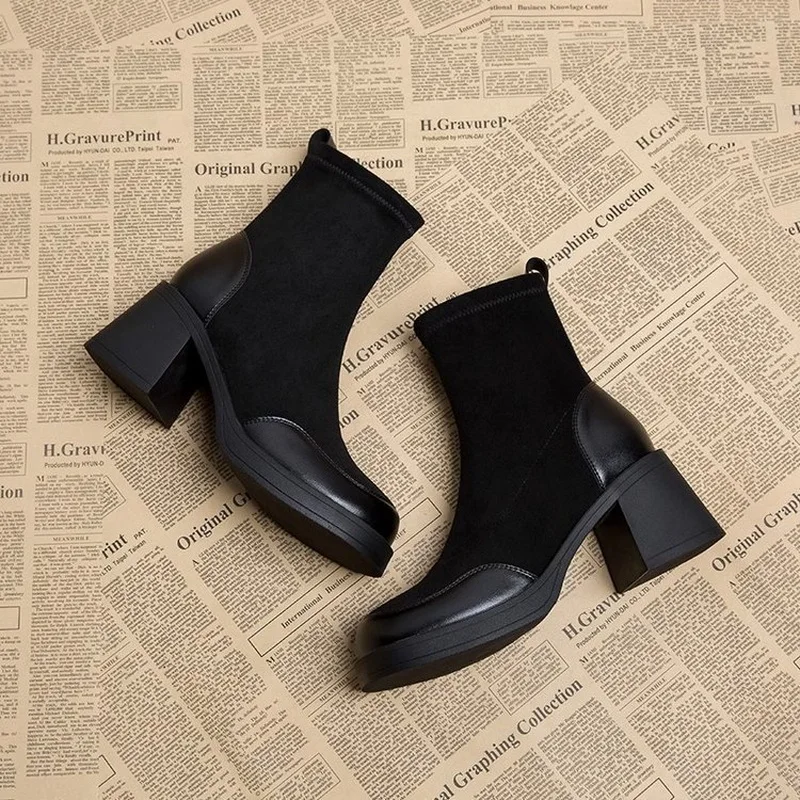 Winter And Autumn Women & Girls Boots High Heel Shoes Female Antiskid Anti-Slip Ankle Boot Casual Size 35-40