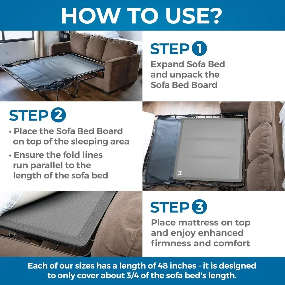 Sleeper Sofa Support Board (48x48'' - Full Size) - Sleeper Support for Sofa Bed - Sleep Sofa Bar