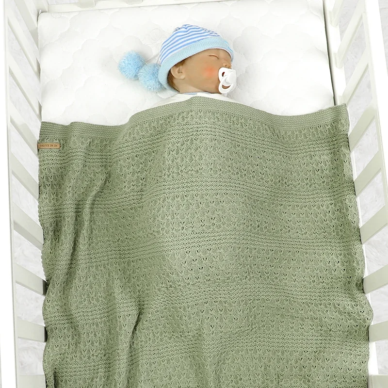 Cotton Baby Blanket Knit Newborn Girl Boy Bedding Plaid Basket Quilt 100*80CM Soft Infant Stroller Swaddling Fashion Hollow Out