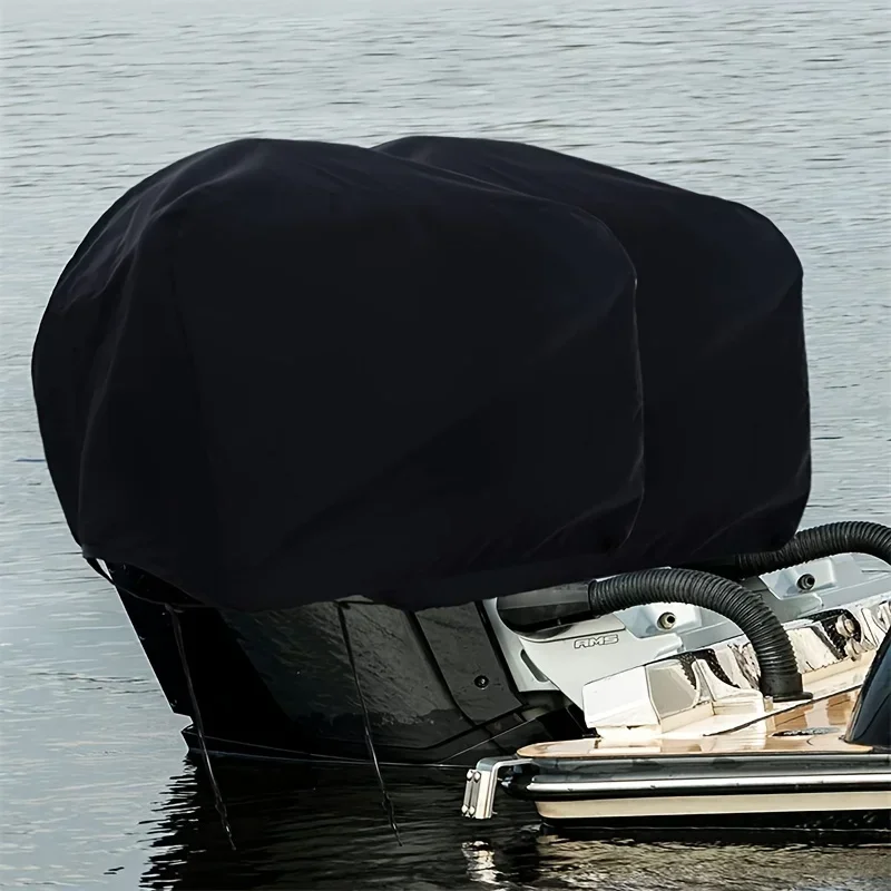 Outboard motor cover Heavy duty waterproof engine cover protective cover sun protection waterproof dust bottom a drawstring