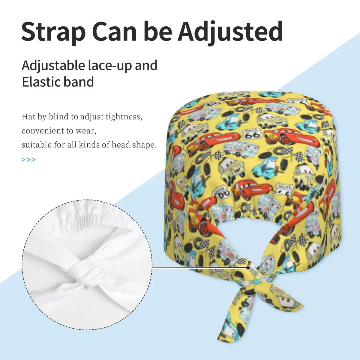 Custom Cartoon 95 Racing Cars Kingdom Animation Pattern Medical Staff Scrubs Hat  Doctor Nursing Surgical Cap Scrub Caps