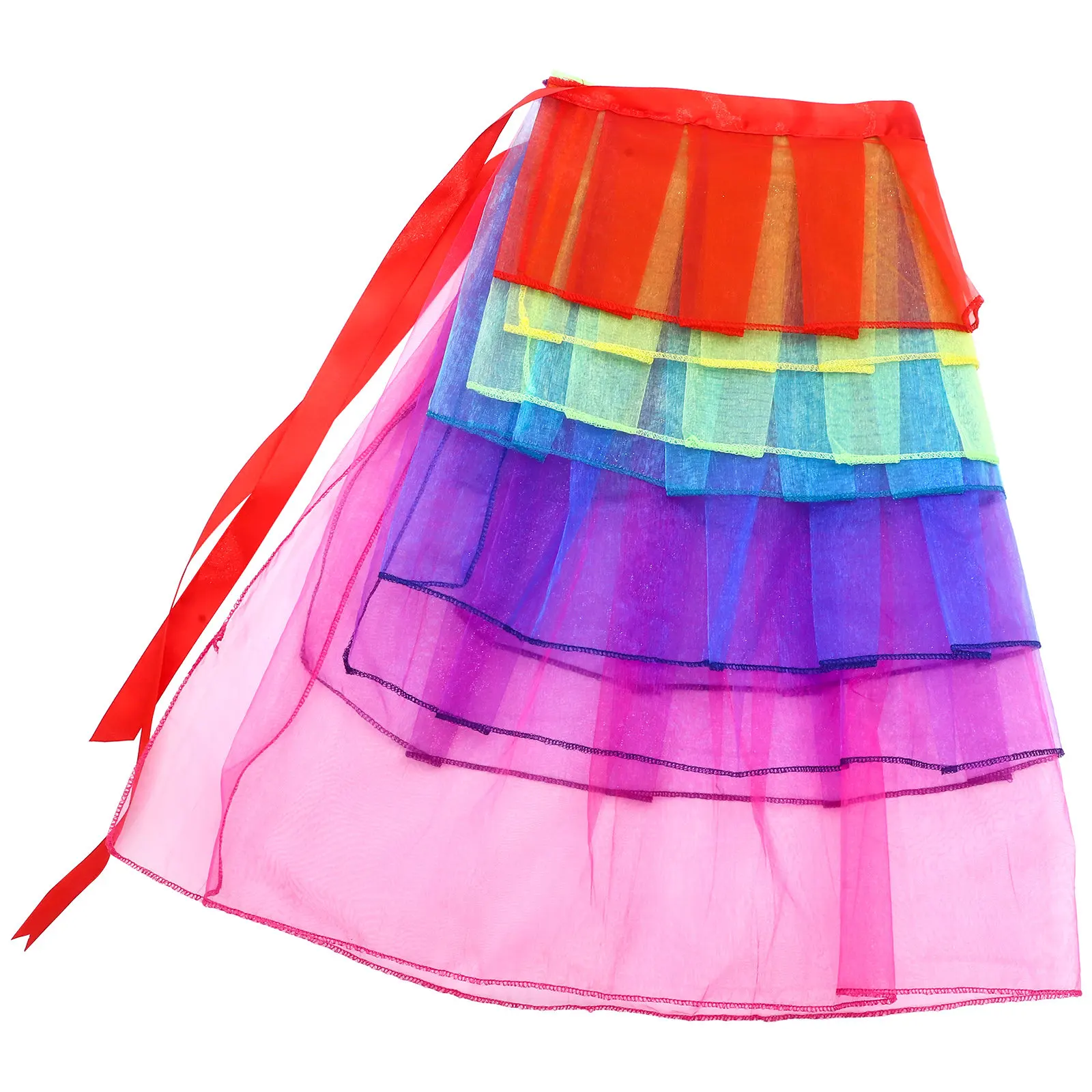 

Rainbow Tutu Dress Women Mesh Cloth Skirt Multicolor Tulle Sheer Free Size Costume Party Banquet Cosplay Halloween Mini Bubble
