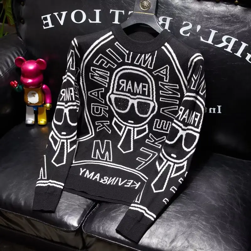 

Повседневный круглый вязаный свитер Ne для молодых мужчин, универсальный осенне-зимний модный теплый длинный топ из полиэфирного волокна