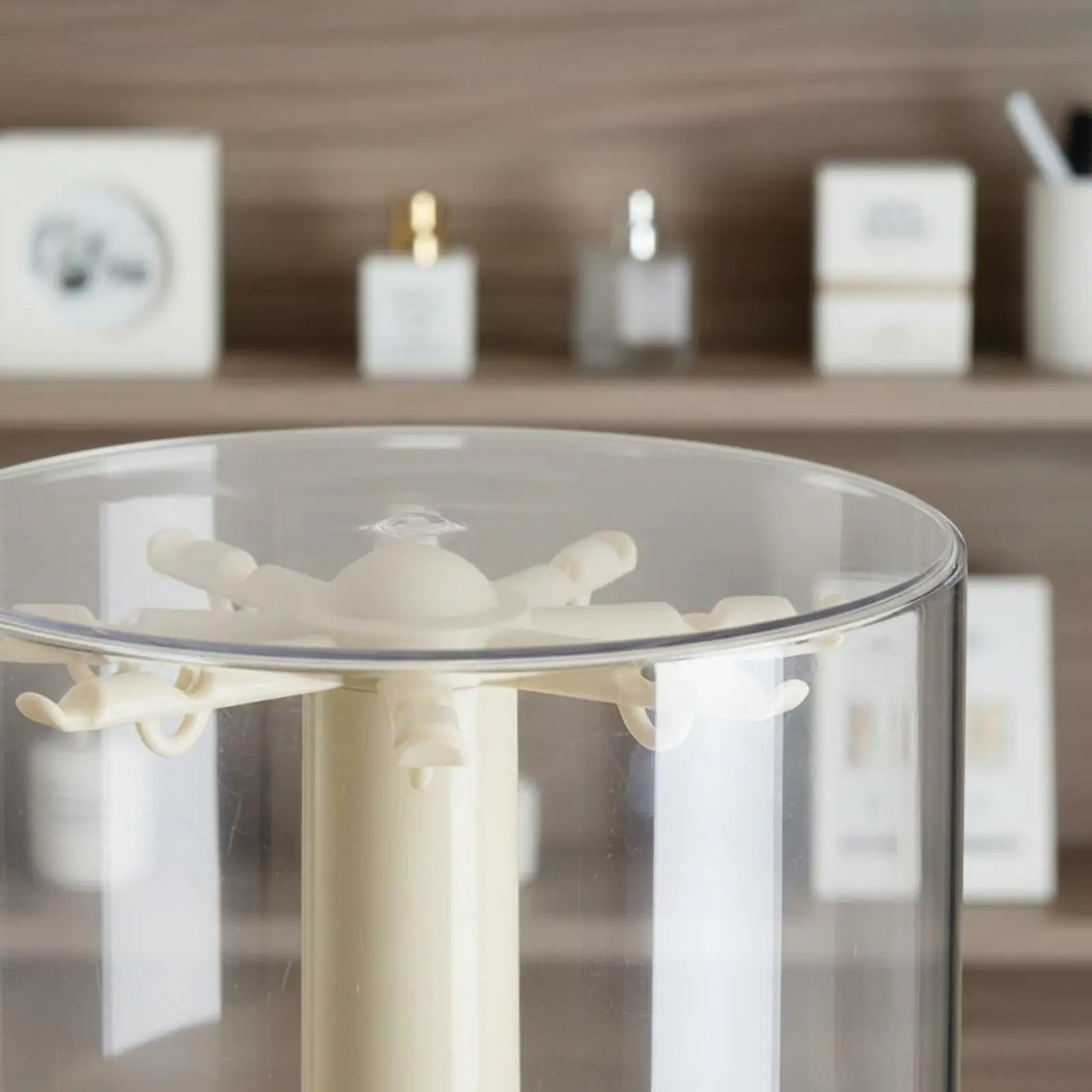Clear PET Doll Display Case 360 Degree Rotating Toy Organizer Box with Hooks for Pendant Storage and Display