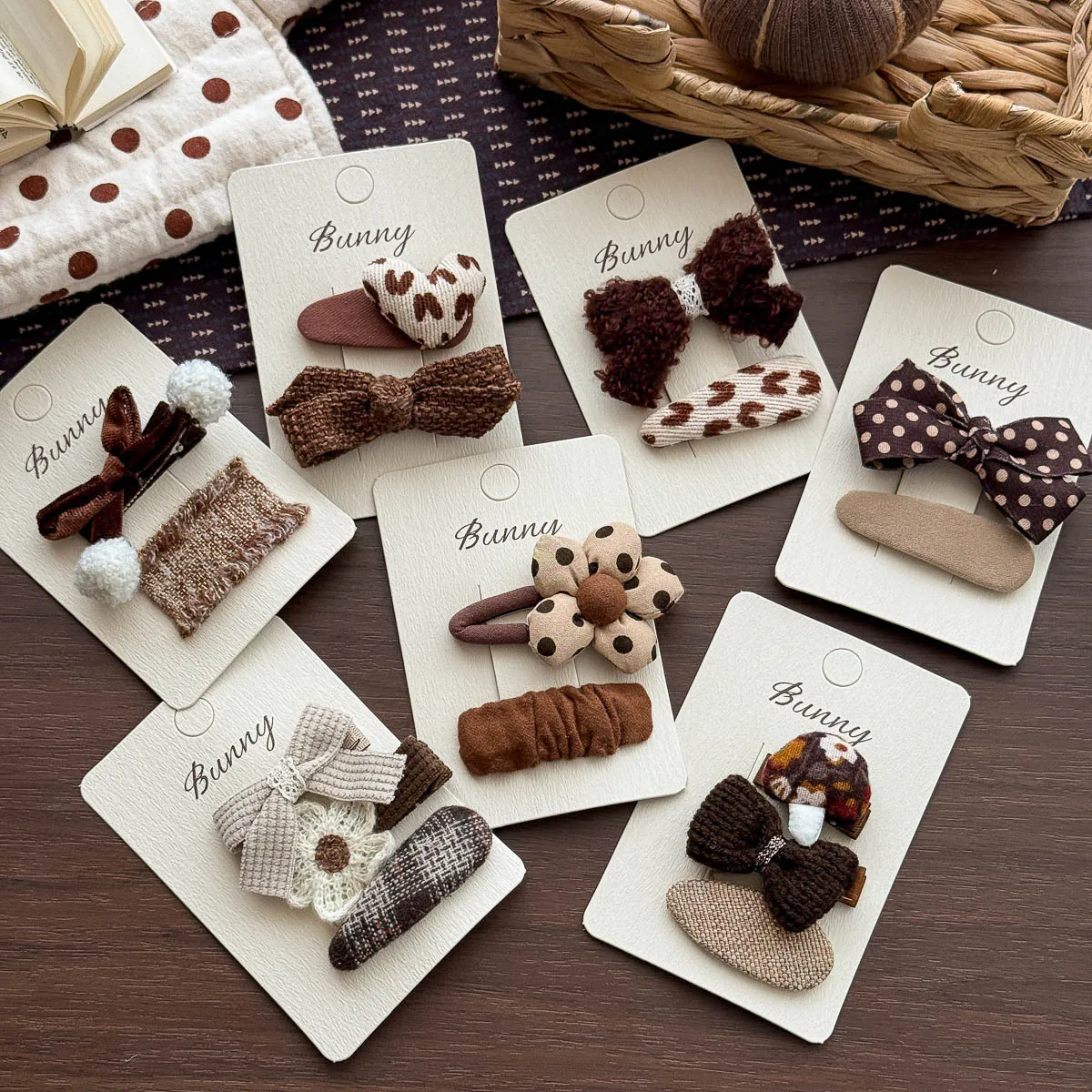 Duckbill Hair Clips Forest Early Autumn Milk Coffee Plaid Design High Quality Sturdy Base Baby Hair Ornaments No Hurt Hair Side
