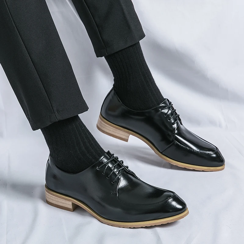 Luxury Brand Men Leather Business Dress Formal Shoes Fashion Casual Tooling Derby Shoes Fashion Outdoor Walking Oxfords Shoes