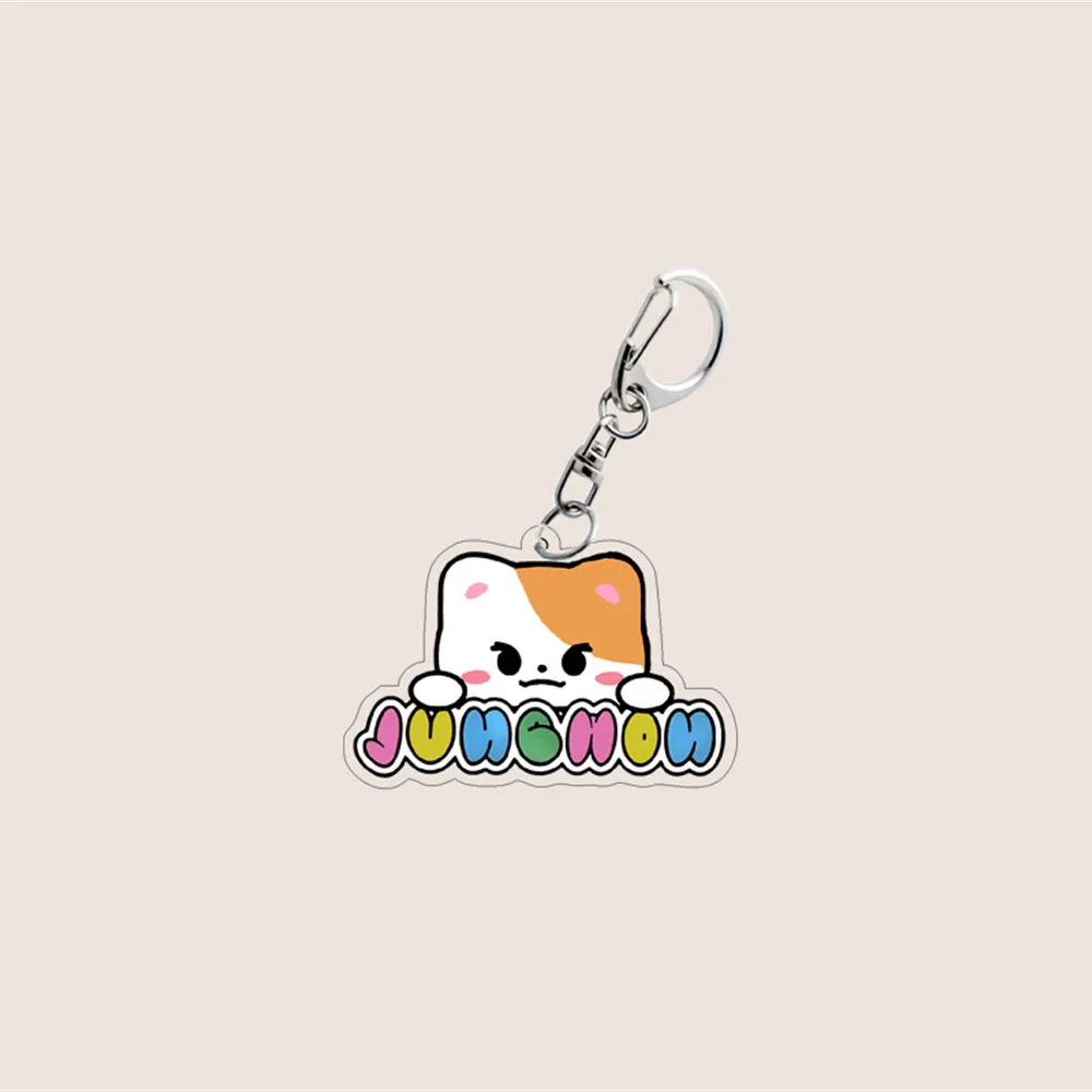 KPOP Cartoon Keyring JUNGWON JAKE SUNOO HEESEUNG NIKI Cute Animal Member Name Acrylic Keychain Bag Pendant Accessories Fans Gift