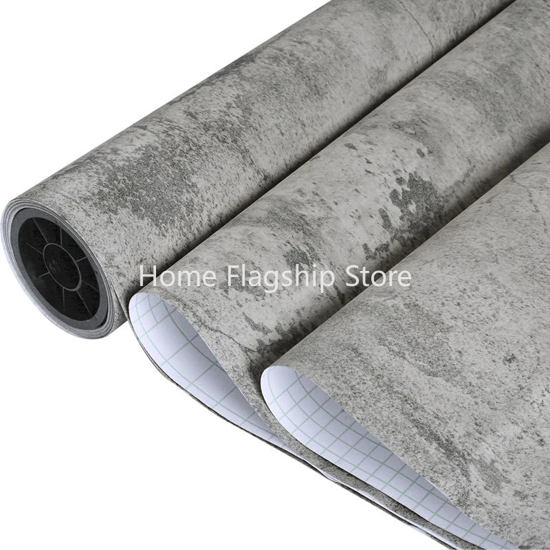 

Retro Styie Cement Wallpaper Self-Adhesive PVC Waterproof Dark Gray Concrete Effect For Entrance Bedroom Living Room Decoration