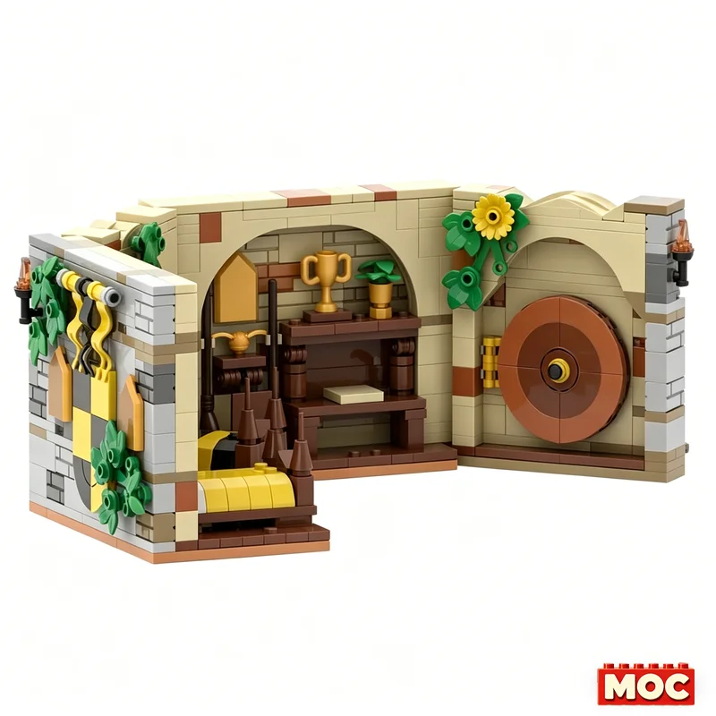 617PCS Famous Building Movies Hufflepuff Dorm Room Scene MOC Model Build Blocks DIY Assembly Puzzle Educational Birthday Gifts