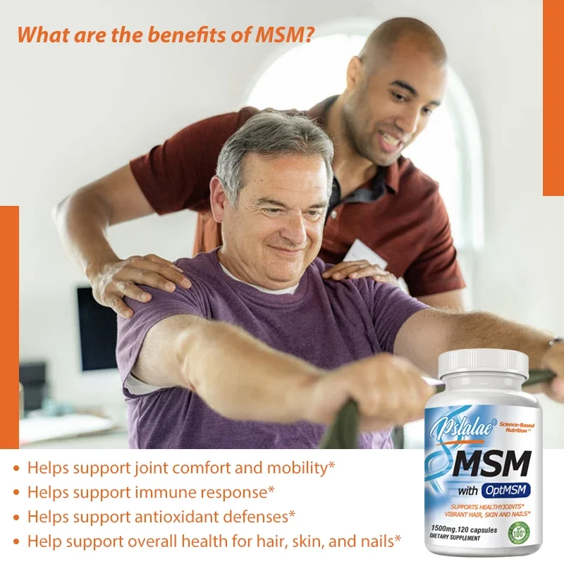 Premium Optimal MSM with OptiMSM, 1500 Mg, Supports Joint Health, Immune System, Antioxidants and Protein Building, Non-GMO