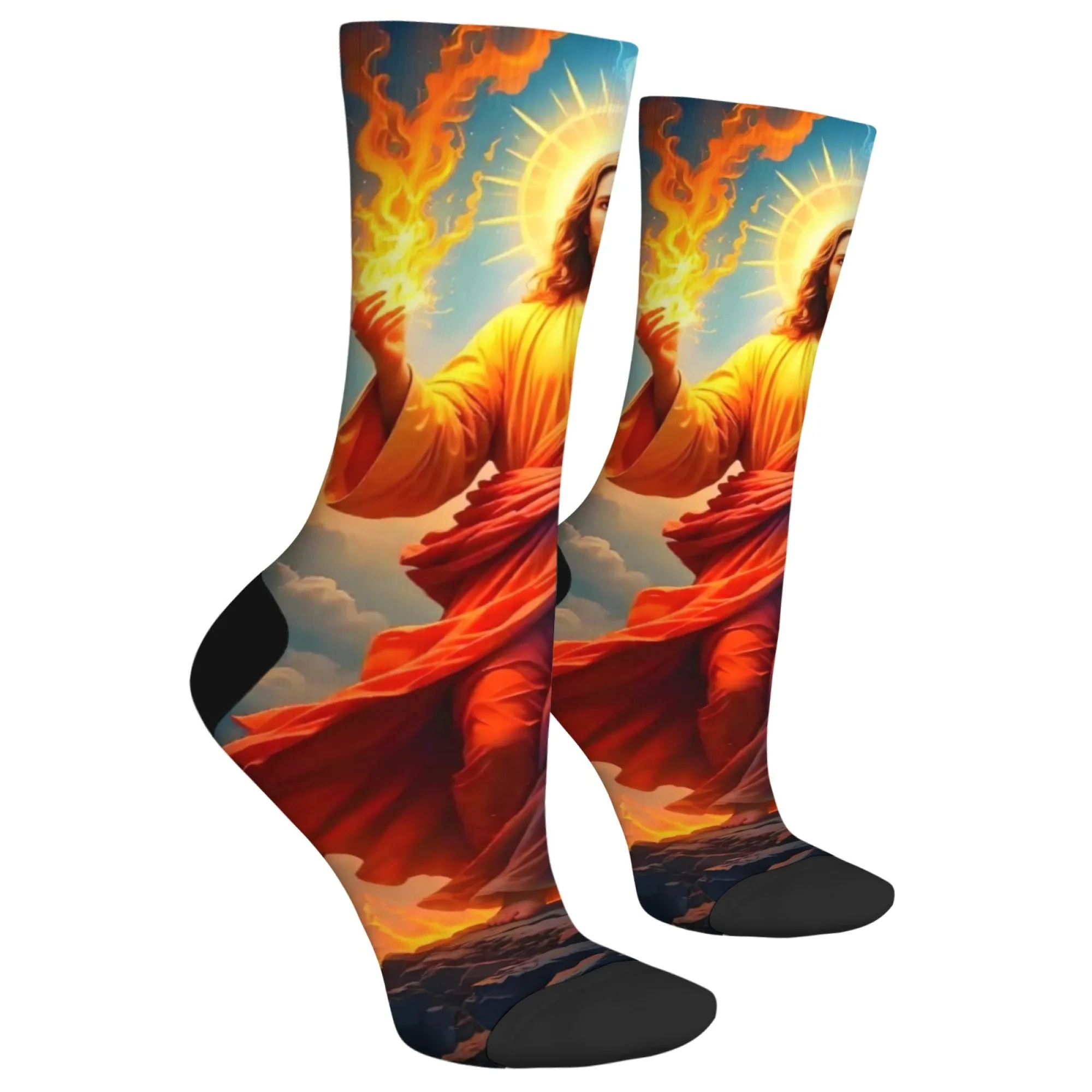 Holy Christ Jesus Art Men's Socks Retro Fashion Comfortable Warm Casual Socks Novelty Funny Happy Compression Socks Party Gift