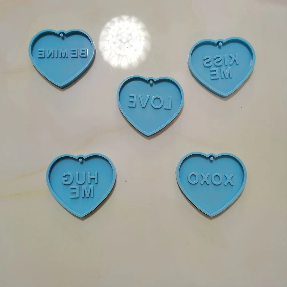 

5Pcs Keychain Silicone Molds Valentine's Day Resin Casting Mold DIY Epoxy Pendant Mold Kit for Handmade Crafts