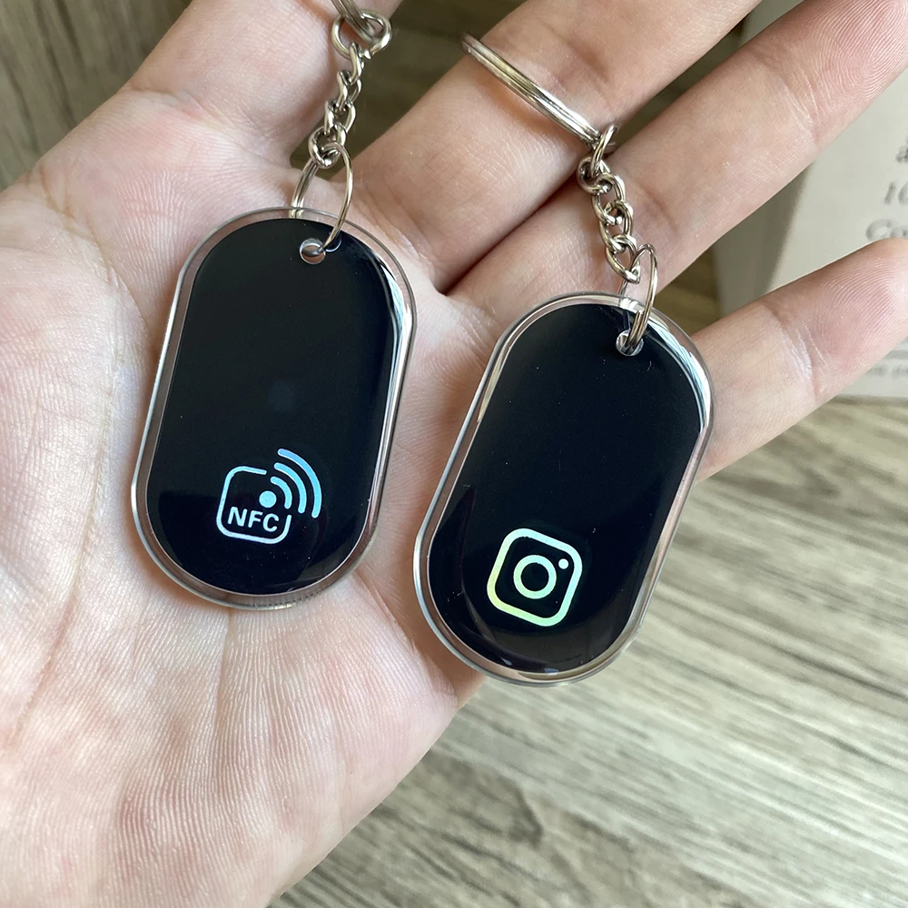 13.56MHz ISO14443A NFC Instagram Keychain Keyfobs Tags Contact us on WhatsApp Keychain