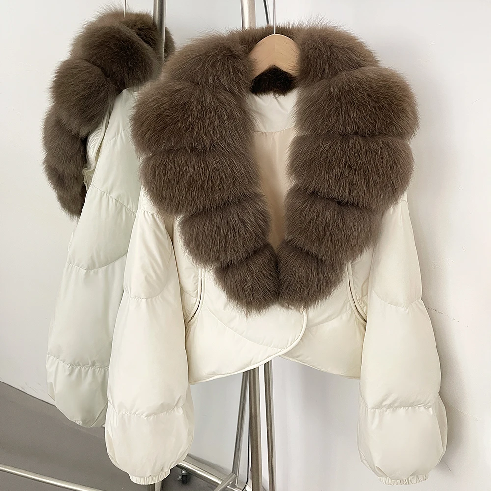 Down Jacket Lightweight Down Padding Women Big Natural Fox Fur Collar Female Puffer Jacket with Fur Real Fur Coat Women Winter view 5