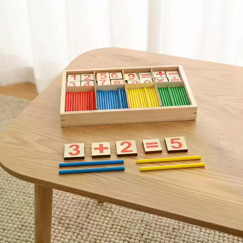 Montessori Wooden Math Stick Set Colorful Counting Rods Educational Intelligence Toy for Kids Early Math Practice