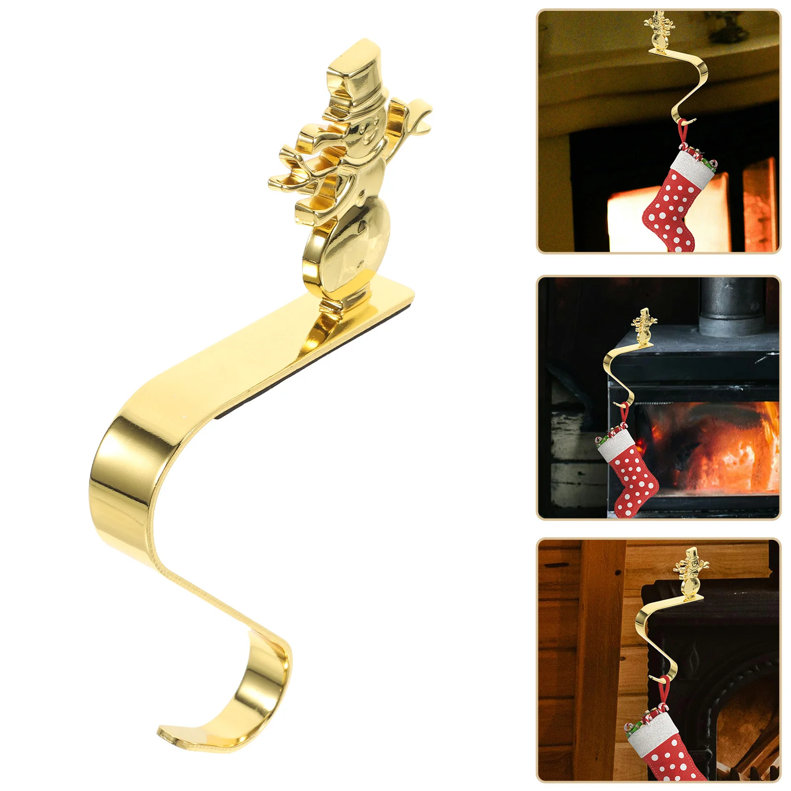 

Christmas Mantel Stocking Holder Snowman Decorative Metal Hook Fireplace Hanging Holiday Stocking Hanger Stand Accessories