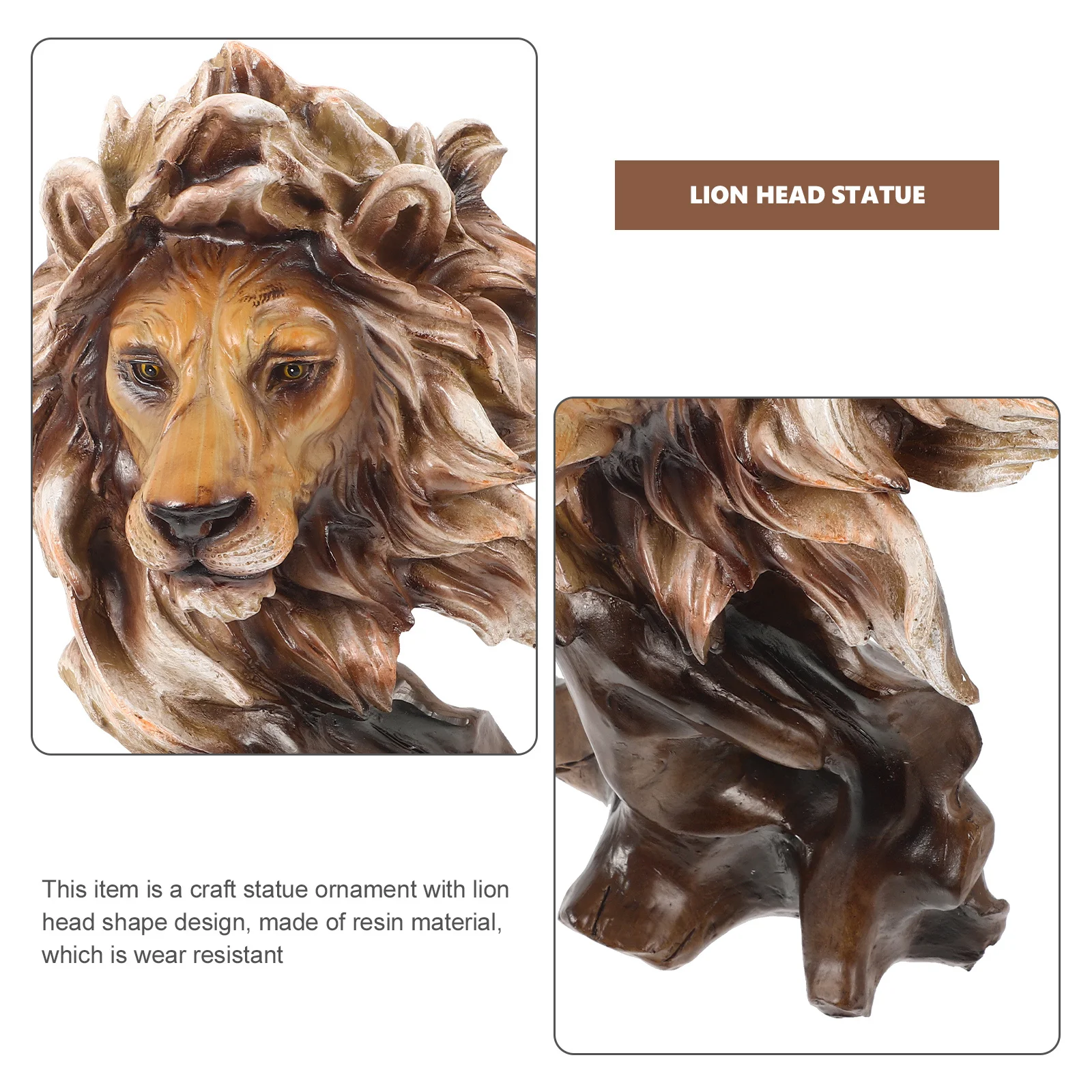 

Lion Head Statue Resin Vintage Design for Home Office Restaurant Decorative Animal Head Sculpture Table Decor