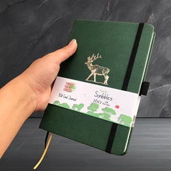 Deer Bullet Dotted Journal,160gsm Thick Cream Paper Dot Grid Notebook 160 Pages Numbered, 5*5mm DOT-GRID Layouts, Additional inn