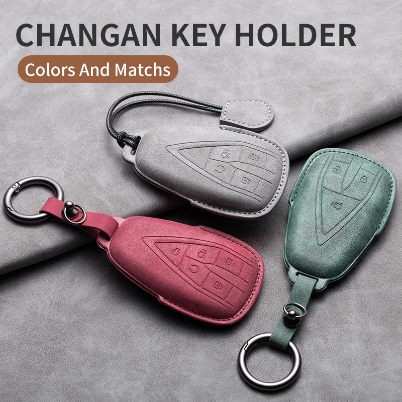 Leather Car Key Fob Cover Shell For Changan CS35 CS55 CS75 PLUS UNI-T UNI-K Oshan X5 X7 Eado Auto Accessories 2019-2024
