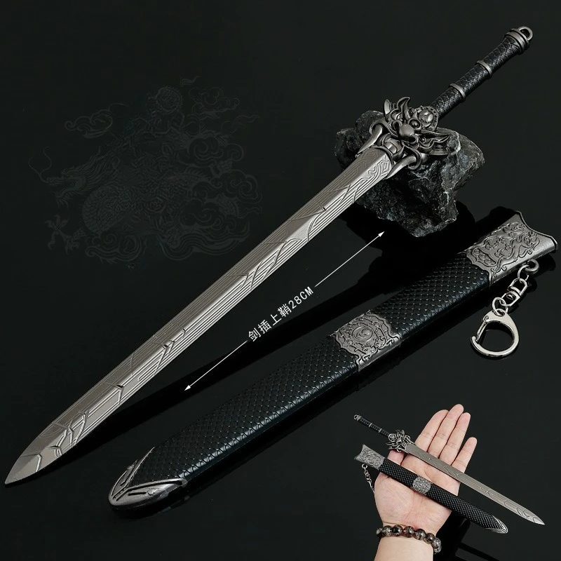 28 centimetri Cinese Antico Arma Nilin Spade Modello con Guaina Tutto In Metallo Artigianato Arma Ornamento Giocattoli All'aperto Katana Collezioni Regalo