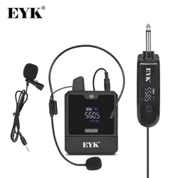 EYK EW101 무선 헤드셋 마이크, UHF 라발리에 마이크 시스템, 교육용 음성 인터뷰 라이브 녹음용, 충전식 50m