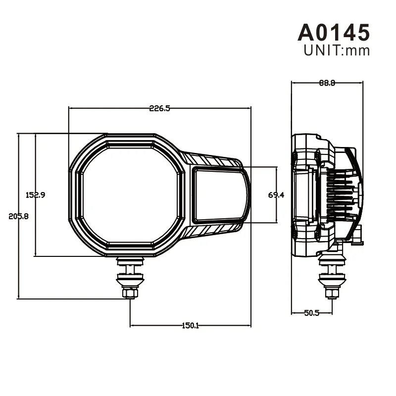 ECE R149 60W High/Low Beam Truck Snowplough Multi-function LED Combination Headlight with Heating Lens