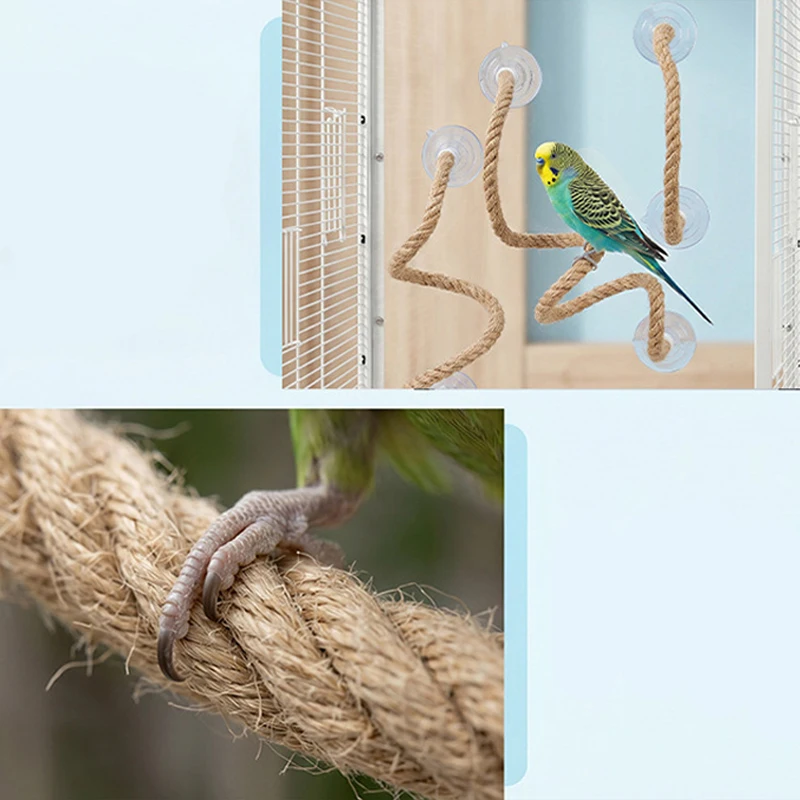 1 Stück Leinenseil DIY Biegbarer Sitzstab für Vögel Rutschfester Komfortgriff Saugnapf Vogel-Kletterseil Stabil Langlebig – Detail 3