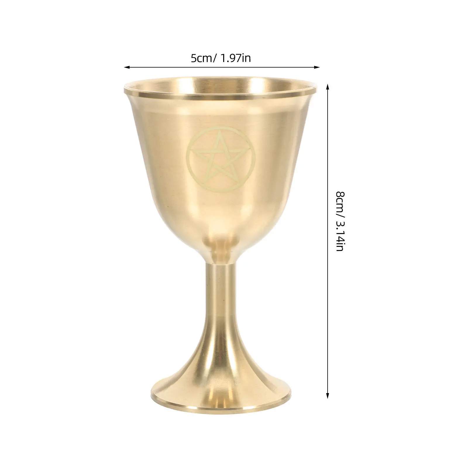 Pentagram Brass Goblet Large Vintage Copper Pentacle Goblet for Altar Tarot Astrology Rituals Mystical Wine Cup