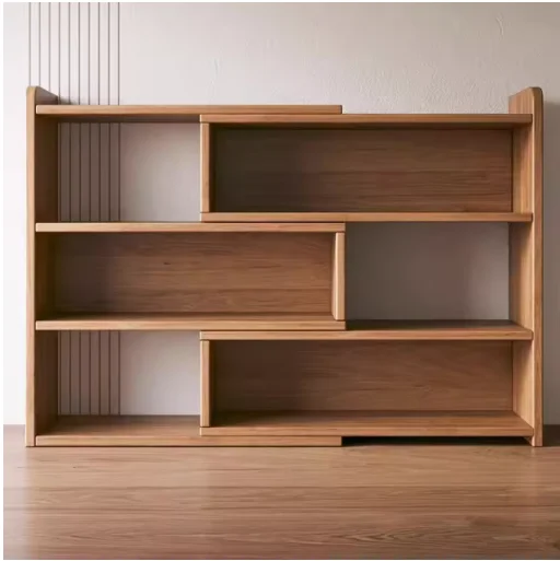 Wooden Bookcase Cube Storage Rack Retractable and Expandable Horizontal Bookshelf Multifunctional for Home Bedroom Study