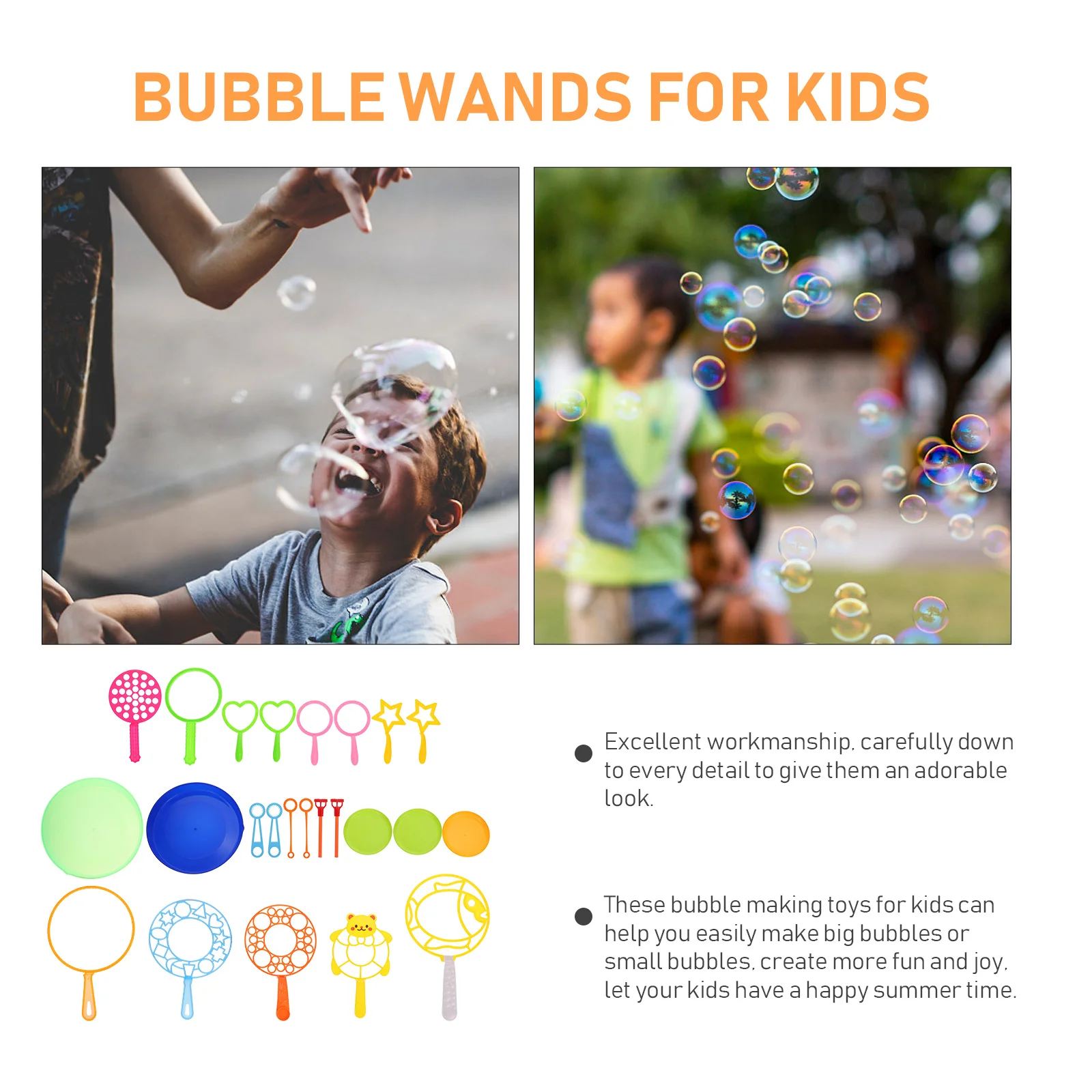 

24Pcs Bubble Wand Set Adorable Designs Summer Outdoor Fun Children Giant Bubble Play Time Outdoor Toys
